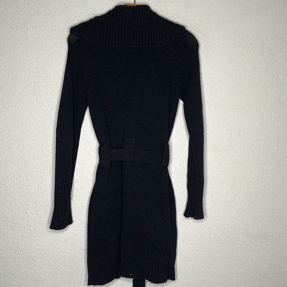 Lord & Taylor Cashmere Wool Cardigan Trench Sweater Black XS Quiet Luxury Preppy - Picture 6 of 8